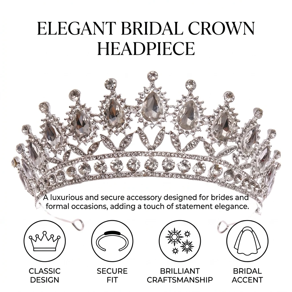Bridal Crown Elegant Wedding Ceremony Princess Diadem for Bride Luxurious Alloy Headpiece Party Hair Accessory Jewelry Gift 6