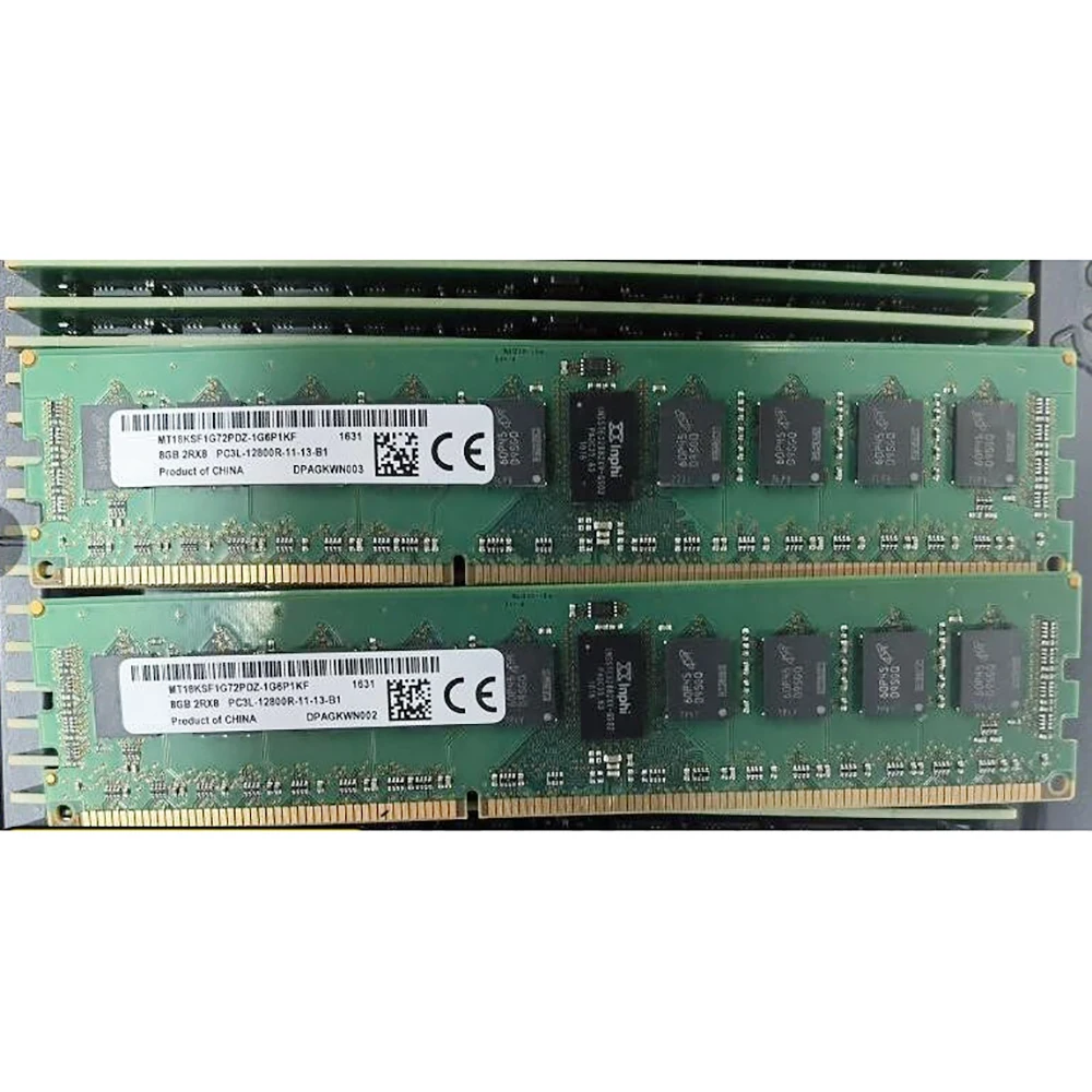 

1Pcs 8G 8GB 2RX8 PC3L-12800R For MT RAM 1600 DDR3L REG Server Memory MT18KSF1G72PDZ-1G6P1KF