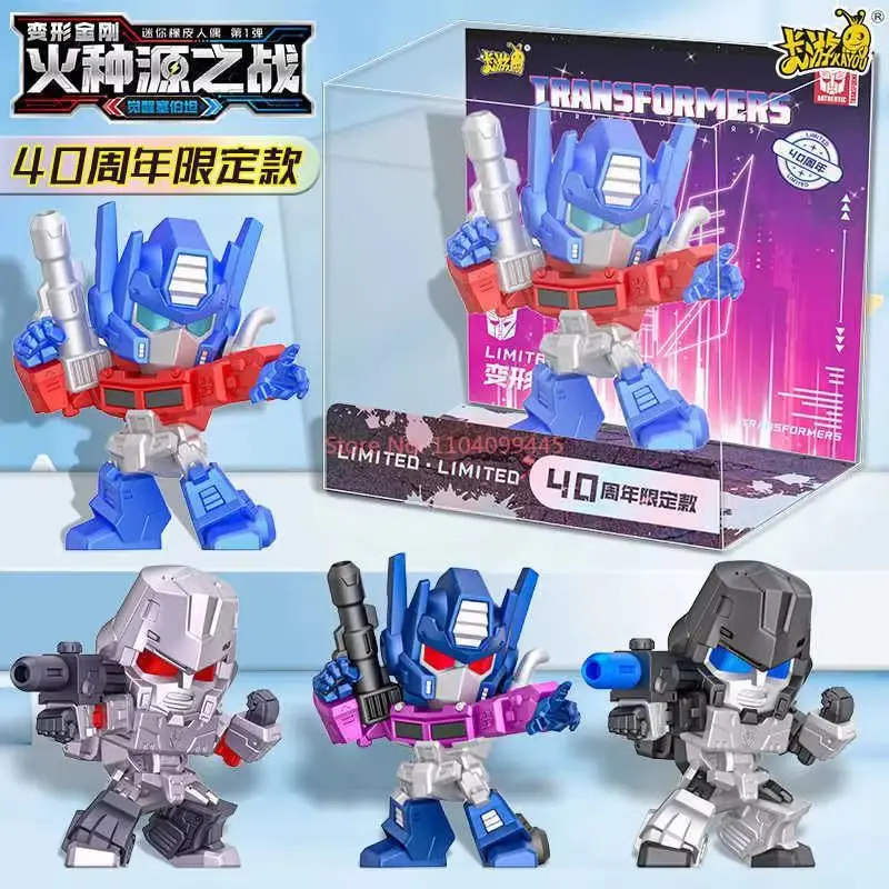 Nowy gumowy zestaw lalek KAYOU Transformers Pudełko 40. rocznica Spark War Pudełko z niespodzianką Optimus Prime Mini gumowa zabawka Megatron Prezent dla dzieci