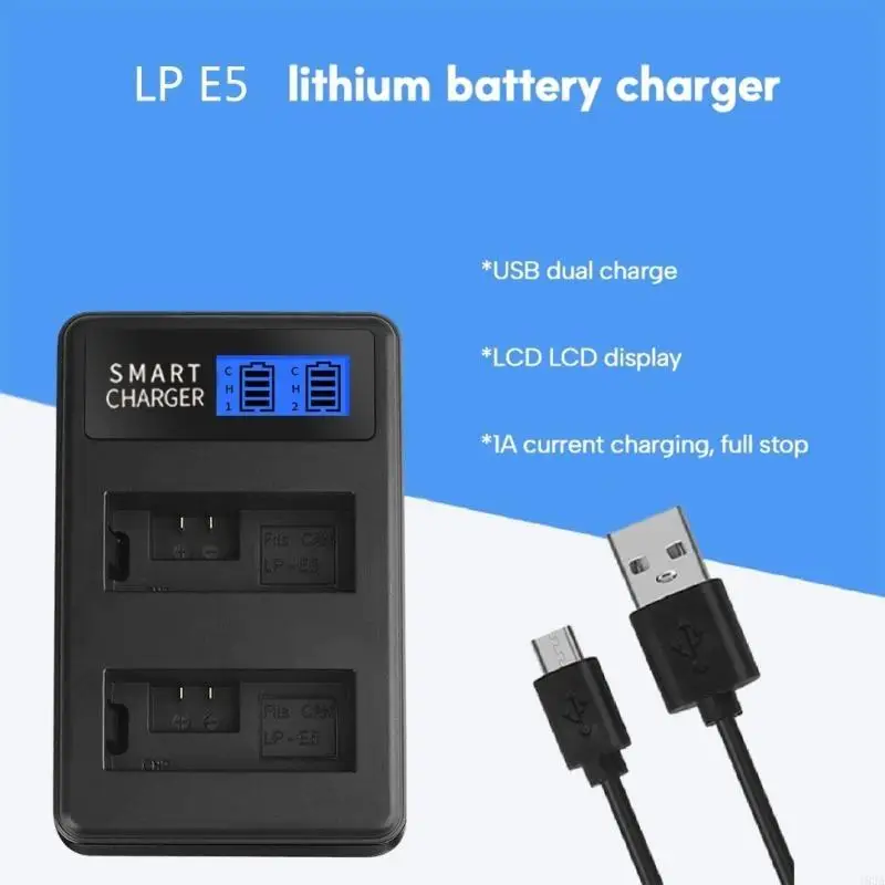 LP-E5 Dual LCD USB Battery for EOS XS ، T1I ، XSI ، 1000D Camera مدعومًا للسفر 193A