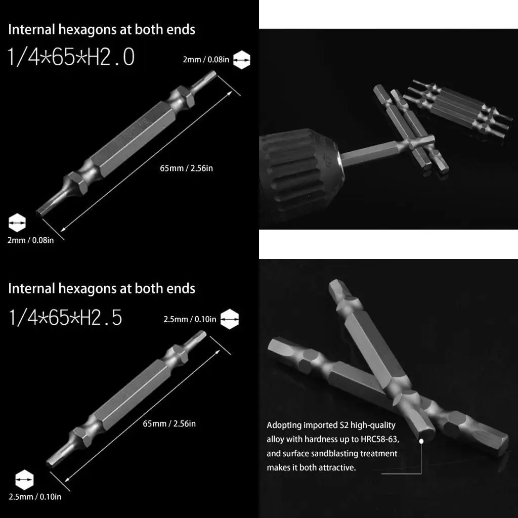 

R9UF Pack Of 6 Double Ended Bits Effective Double Sided Bits For Convenient Household Projects