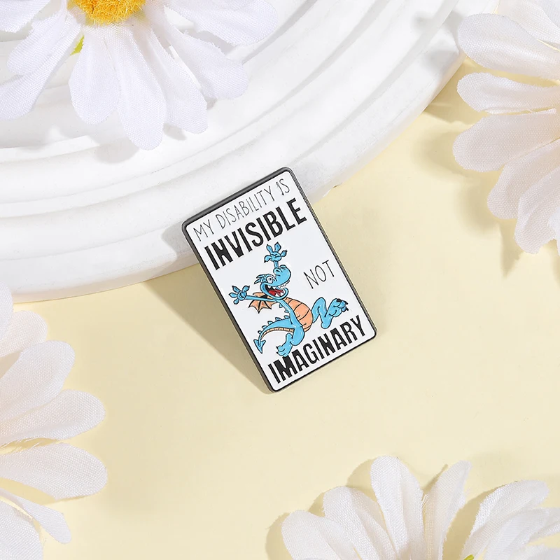 My Disability Is Invisible Not Imaginary Enamel Pin Cartoon Blue Dragon Mental Health Awareness Brooch Lapel Badge Jewelry Gifts