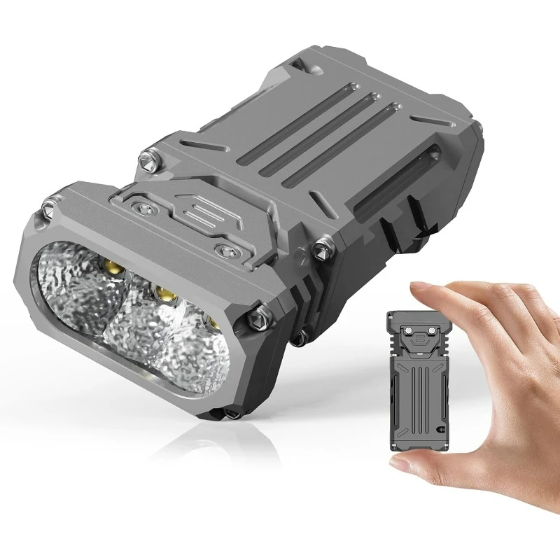 1,800 High Lumens Outdoor Pocket Flashlight 90+ High CRI, 175° Floodlighting Mini Rechargeable Flashlight for EDC, Camping