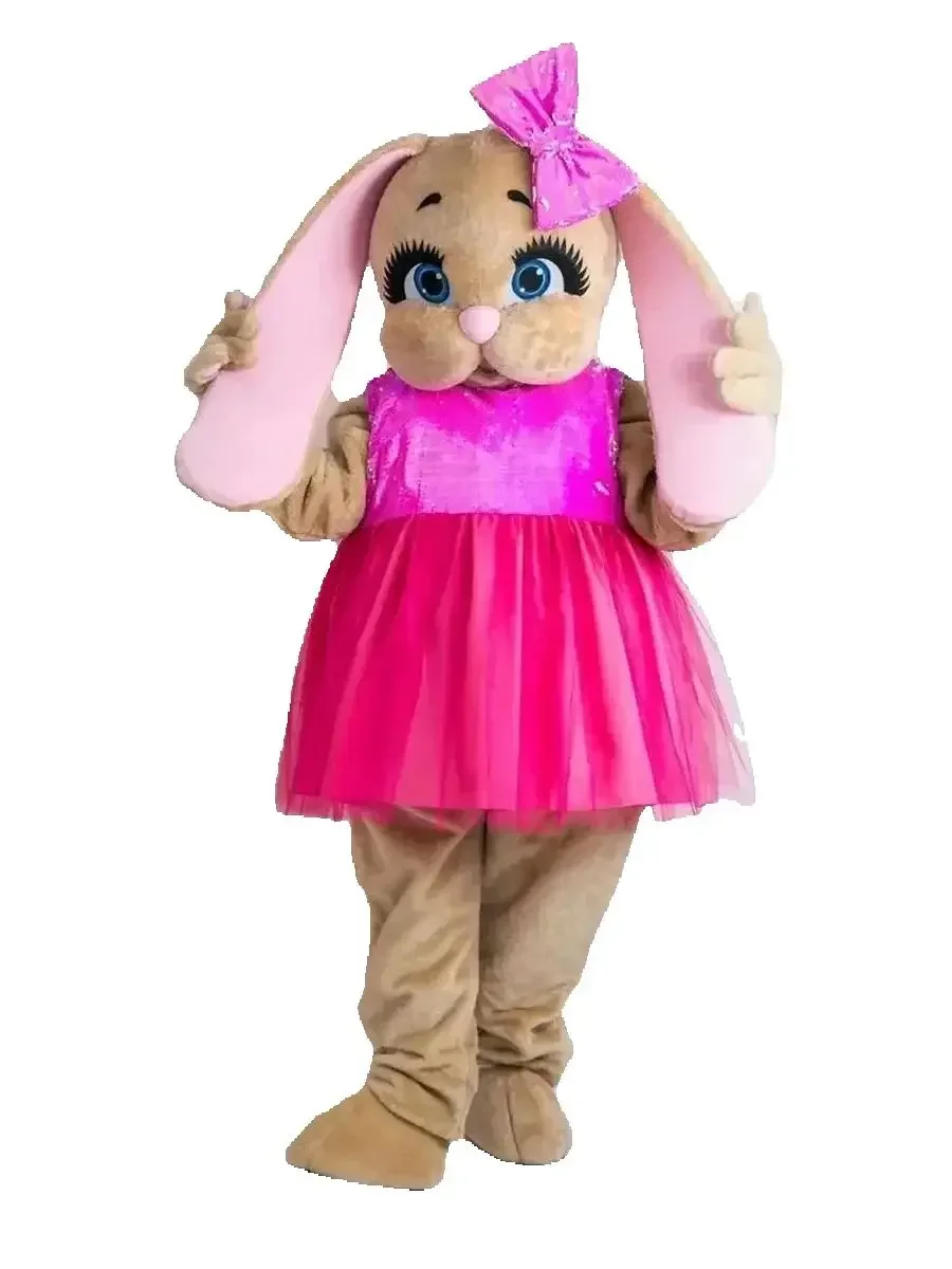 

Pink Dress Brown Easter Bunny Mascot Costume Rabbit Role Play Wedding Outfits Halloween Christmas Carnival Party Adults Suits