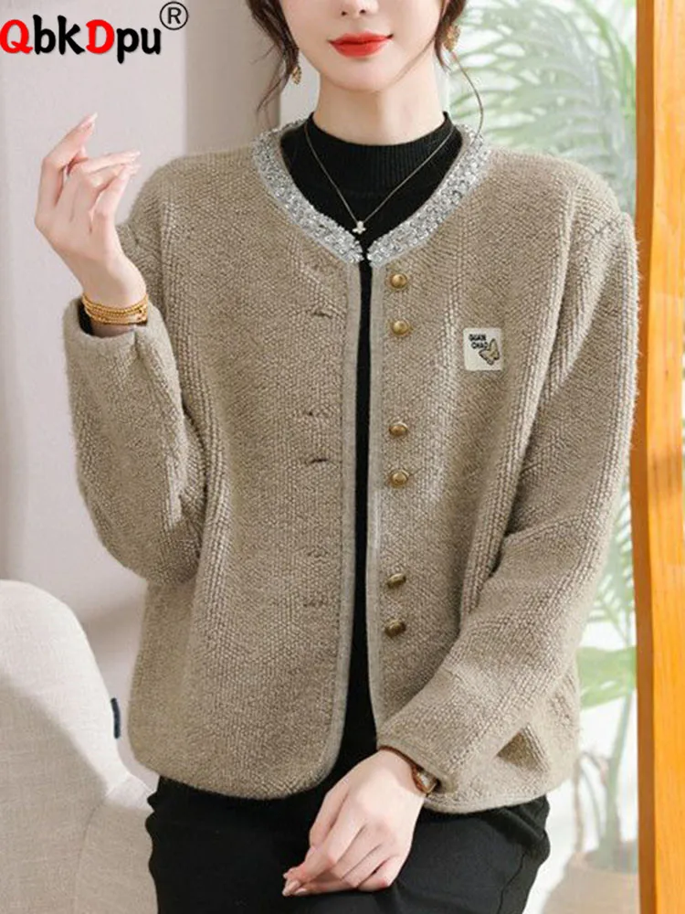 

Korean Fashion Loose Outerwears Women O-neck Single Breasted Jackets Tops Fall Winter Long Sleeve Knitwears Chaquetas Blusas New