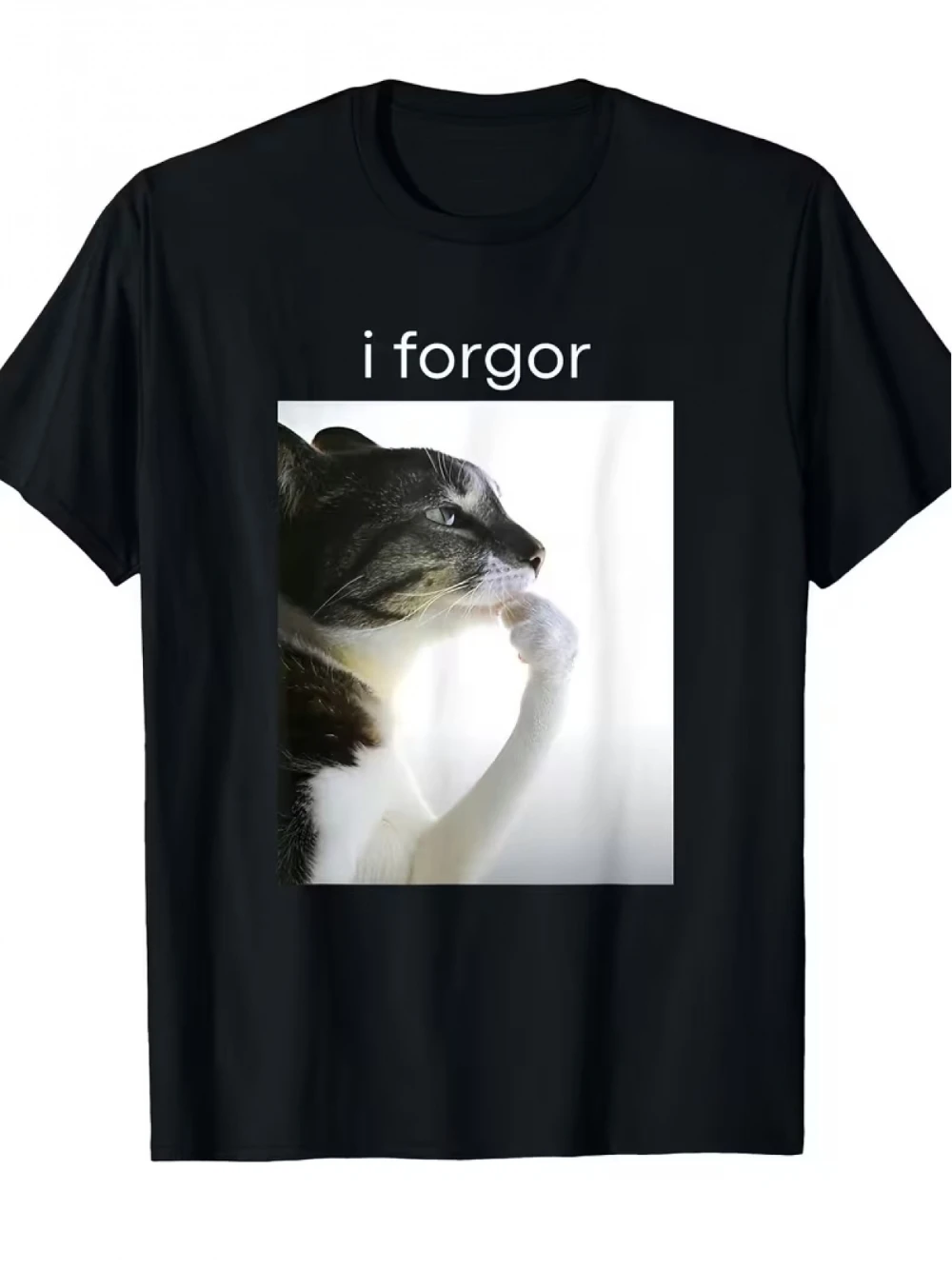 Funny I Forgot Cat-Themed Unisex T-Shirt This Awkward Yet Humorous Vintage Street Style T-Shirt Features Black White Cat Design
