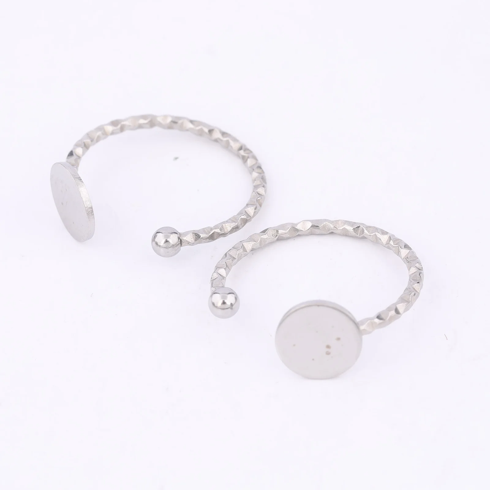 10pcs Stainless Steel 8mm Disc Pad Ring Base Blanks Diy Cabochon Fingerring Bezel Settings For Jewelry Making