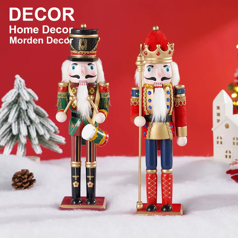 

2/3Pcs 30cm Christmas Nutcracker Hand Wooden King Drummer Soldier Puppet Handcraft New Year Valentine's Day Gift Decoration