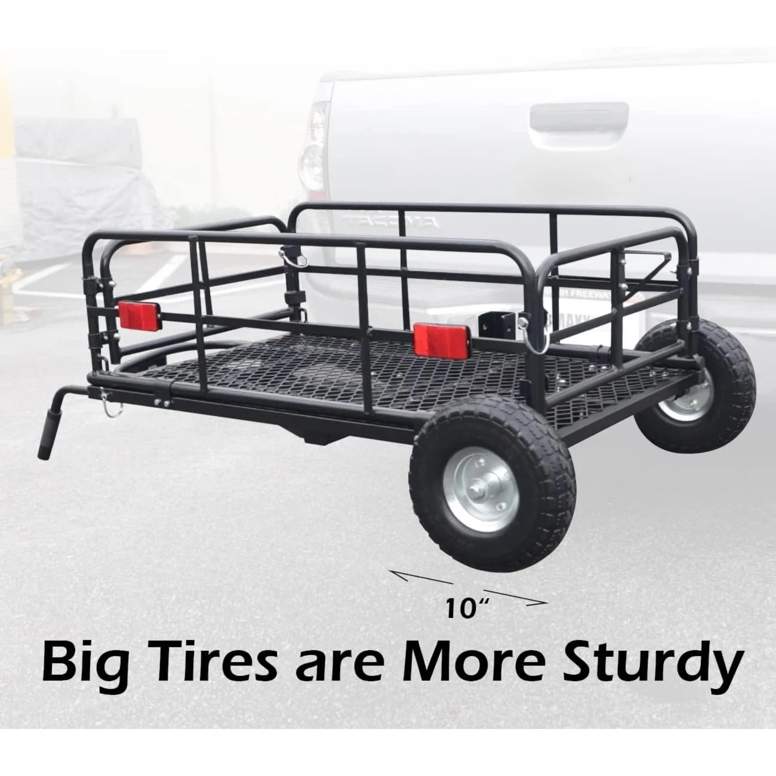 US  50243 Foldable Hitch N Roll Cargo Carrier Cart With Quick Detachable Basket Rack With 10 inch Flat Free Tires for Home Camp