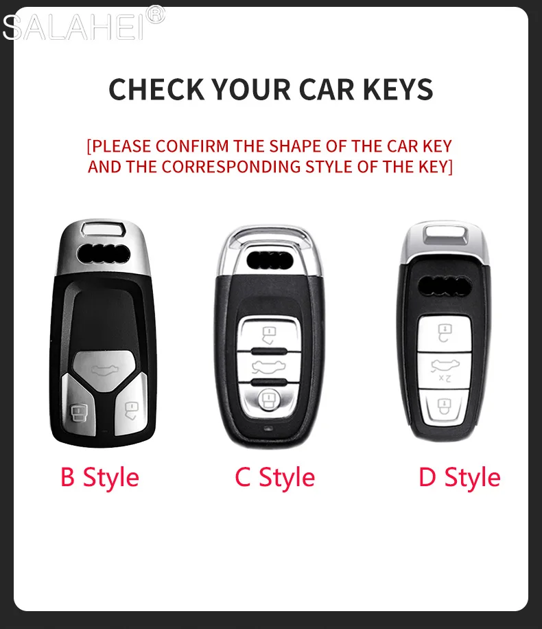 Suede Car Key Case Cover Shell For Audi A3 B9 A6 C8 A7 S7 A8 D5 S8 Q5 Q7 Q8 SQ8 TT E-tron RS6 RS7 Protector Keychain Accessories