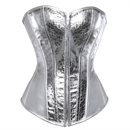 Sapubonva corsé bustier top mujer estilo vintage oro plata overbust corsé cuero club nocturno sexy korsett lencería sin tirantes