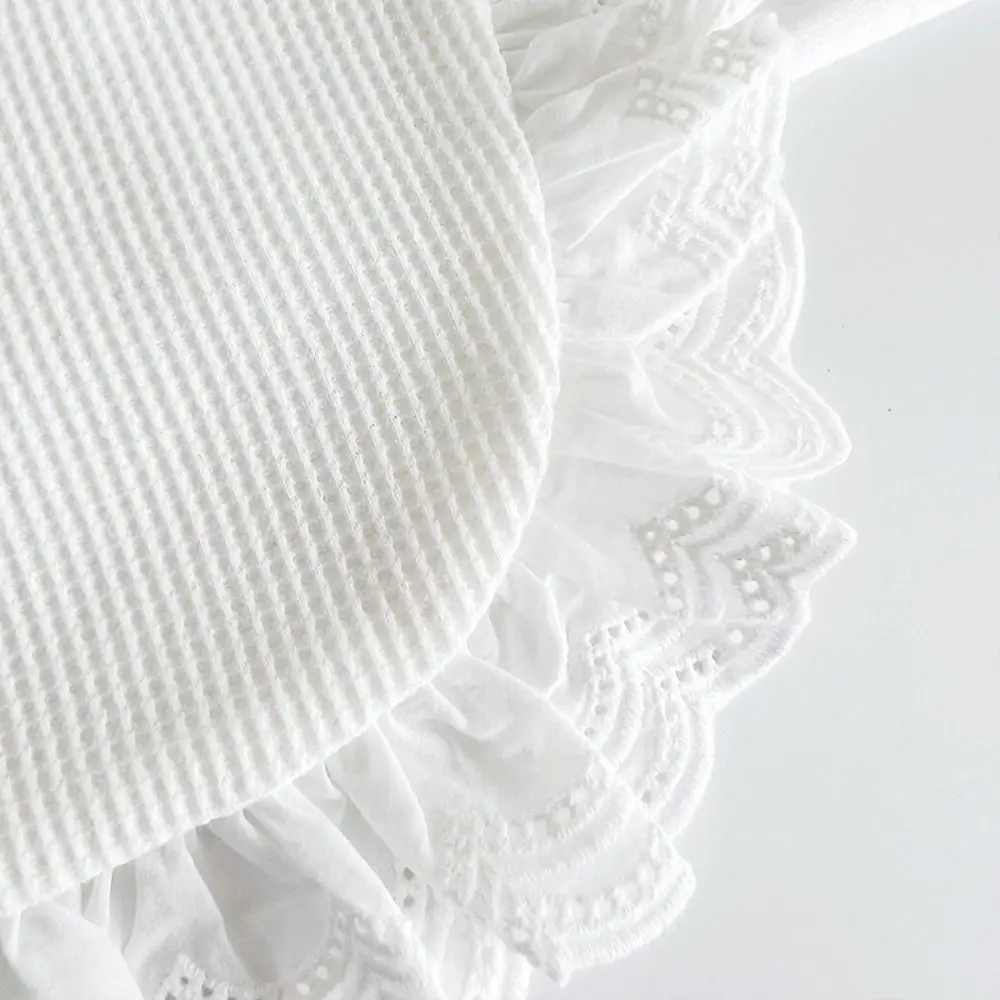 الكورية نمط U على شكل الطفل مرايل قطن مقاوم للماء الأزهار الطفل الترويل المرايل تغذية الدانتيل منشفة لعاب الأطفال الملابس تغذية الملحقات