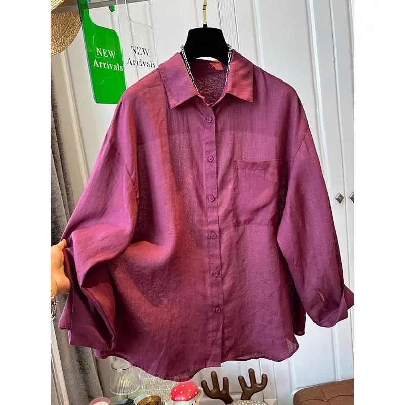 

Мужская летняя рубашка свободного кроя с длинным рукавом, однотонная, дышащая, влагоотводящая, в американском стиле, на пуговицах, повседневная