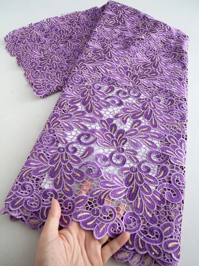 

2025 High Quality African Water Soluble Lace Fabric French Nigerian Guipure Cord Lace Fabric For Women Dress Wedding Party,5Yard