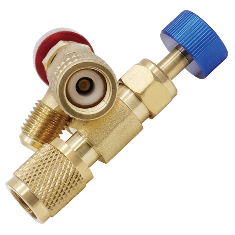 1PC Air Conditioner R410 Brass Control Safety Liquid Valve R22 1/4" Refrigeration Charging Valve Copper Adapter R22