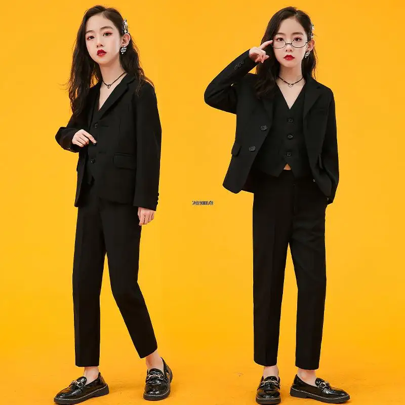 Girls Formal Photograph Suit Kids Wedding Party Dress Teenager Girls School Performance Suit Children Piano Dance Show Costume