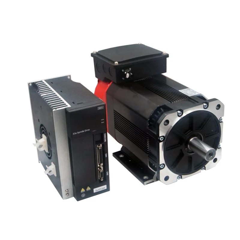 Large Torque 2.2KW 3.7KW 5.5KW 7.5KW Asynchronous Spindle Servo Motor With Driver AC 380V For CNC Lathe