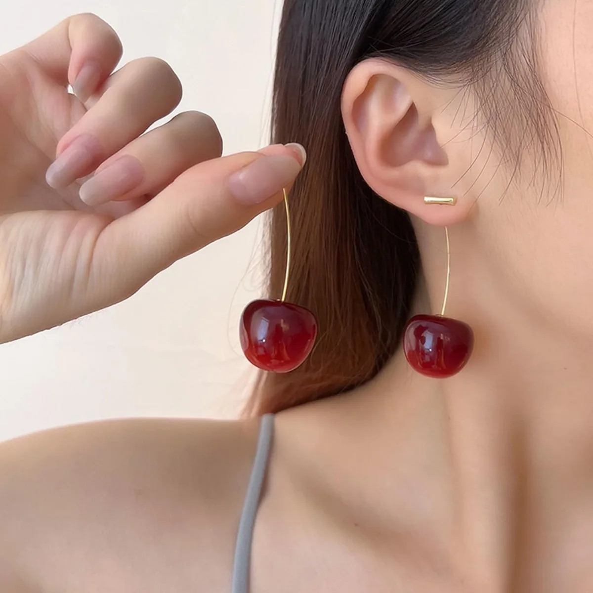 Kirsch-Ohrringe für Frauen, Lustige Frucht-Tropfen-Ohrringe, Niedlicher 3D Roter Schmuck, Einzigartiger Frucht-Charm Schmuck Geschenke
