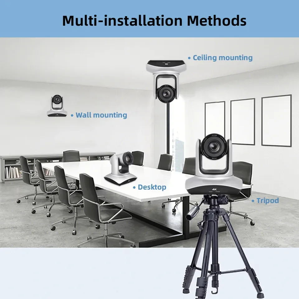 كاميرا مؤتمرات فيديو 4K30fps 12 20X زووم بصري AI كاميرا Ptz للتتبع التلقائي مع مخرجات USB3.0 HDMI LAN تعمل مع التكبير، OBS