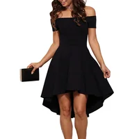 Off-Shoulder Elegance Women’s Asymmetrical Midi Dress - Solid Slim-Fit Season-Versatile Comfort Stretch 6
