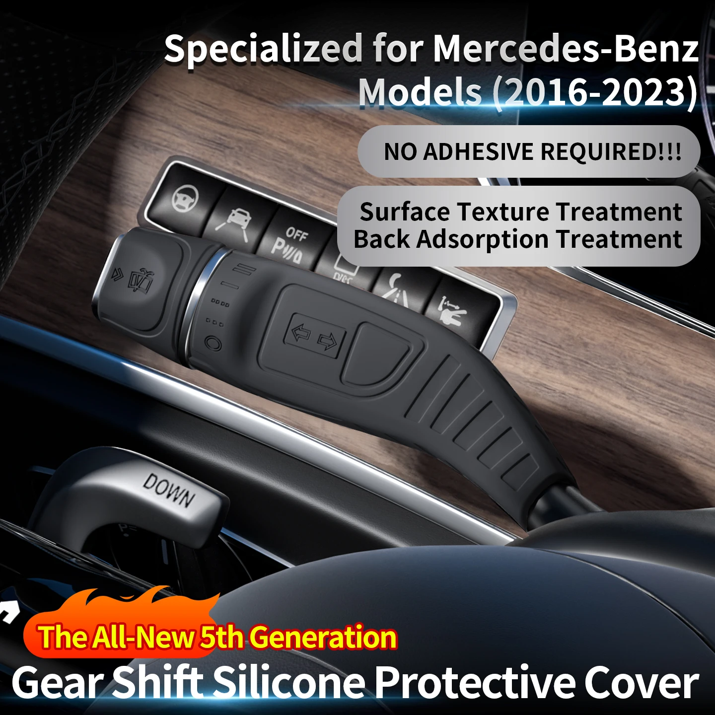 For Mercedes-Benz A B C E S GLC GLE Class W205 W212 W213 W176 W222 2014-2023 Silicone Steering Column Shift  & Wiper Lever Cover