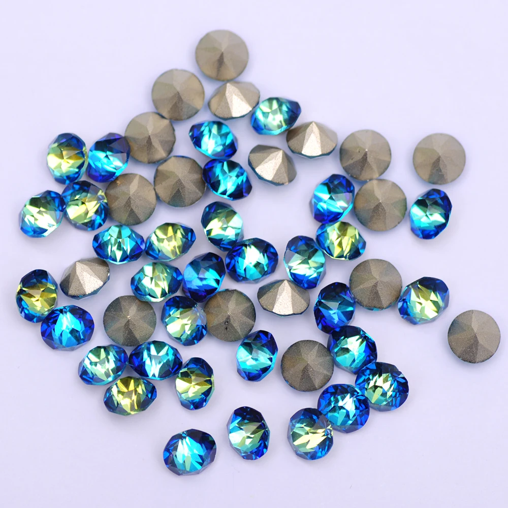 Bermuda Blue Glass Rhinestones 5A Quality DIY Round Shiny Jewelry Nail Art Crystal Strass For Crafts Ornament Decoration