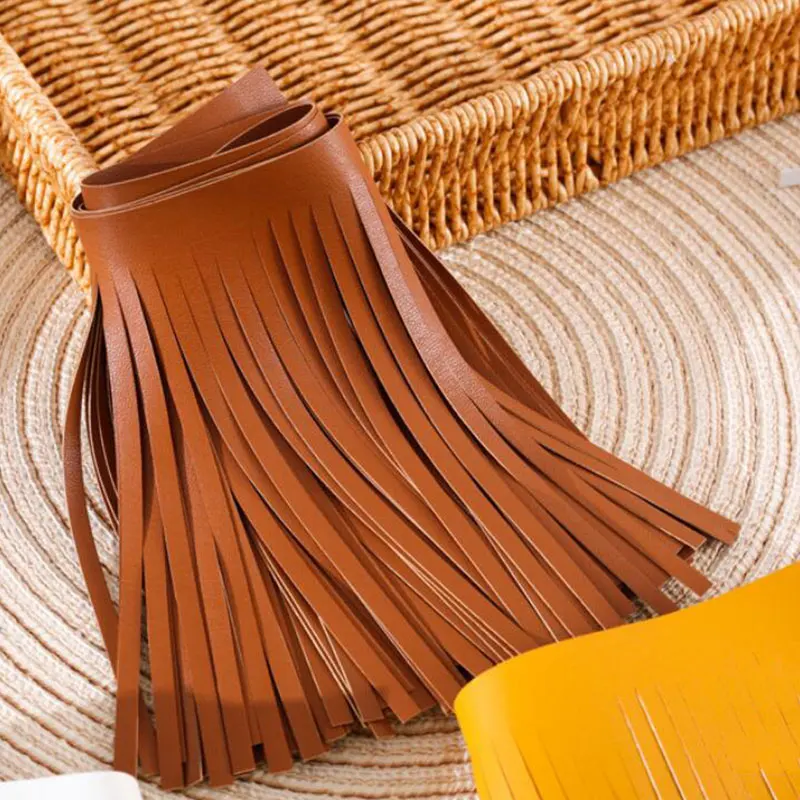 1m PU Faux Leather Tassel 10/15/20/25/30cm Lace Ribbon DIY Jacket Skirt Clothes Handbag Fringe Trim Decor Sewing Accessories