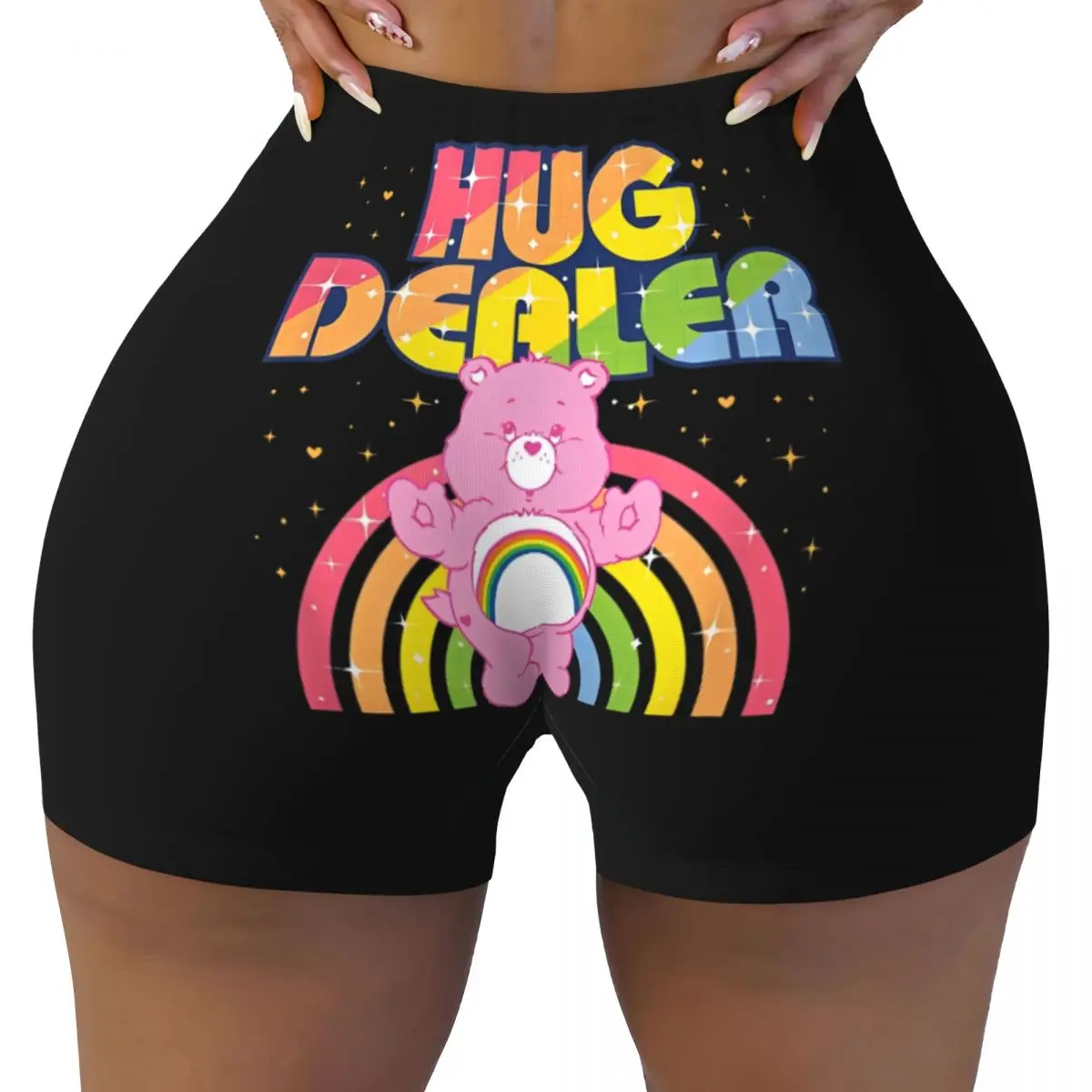 Care Bears Hug Dealer High Waist and Hip Yoga Shorts Women's Athletic Fitness Workout Gym Pants