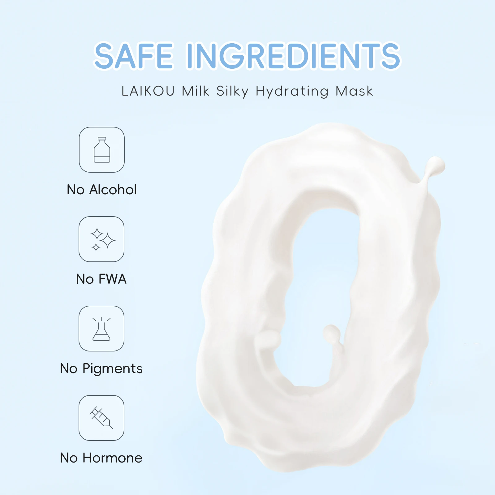 LAIKOU Milk Silky Hydrating Mask Brightening Collagen Sheet Mask Anti-Age Skin Care Moisturizing Face Mask 25g*20pcs - Image 2