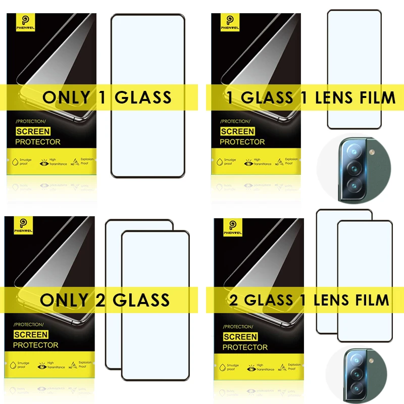 For Galaxy S21 FE Glass Premium Tempered Glass Screen Protector For Samsung Galaxy S21 FE Full Cover Protective Glass