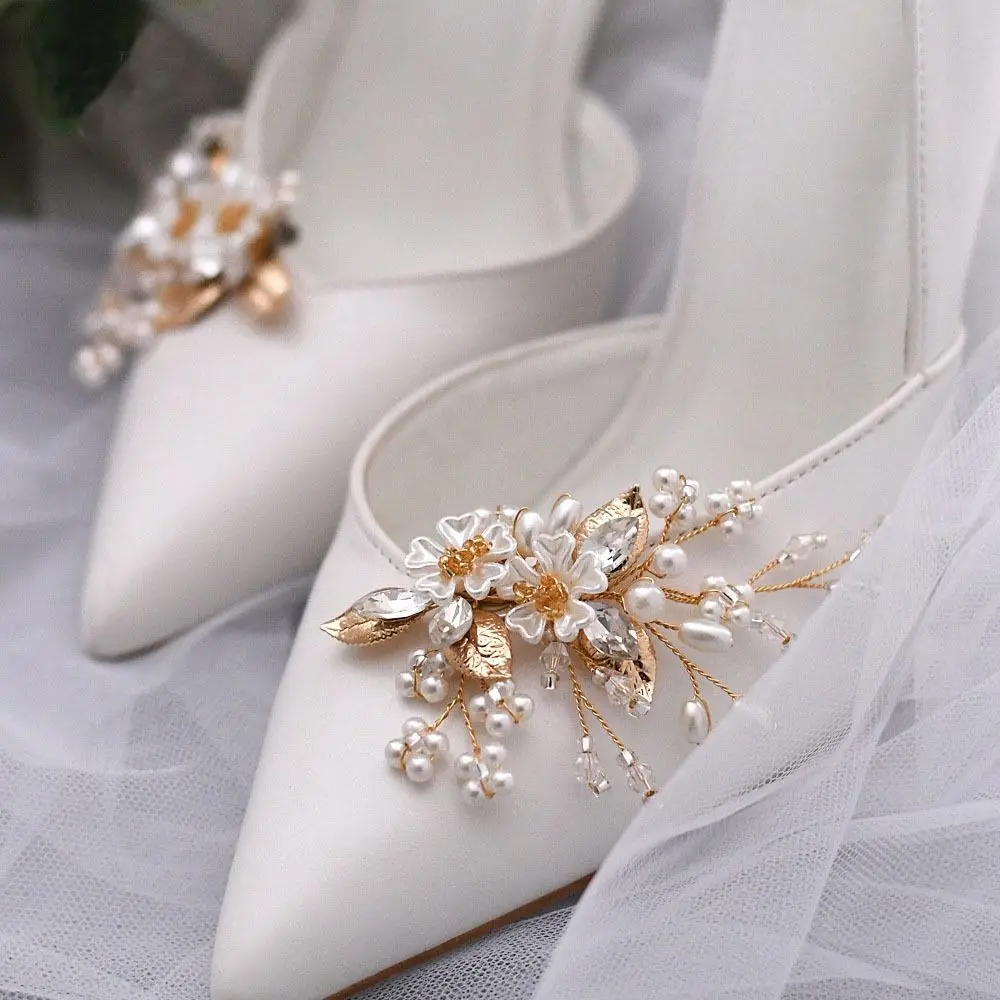 1 Pair Rhinestone Shoe Clips Buckles Crystal Flower Shoe Charms Ornaments Wedding Party Boots Decoration for Women Girls