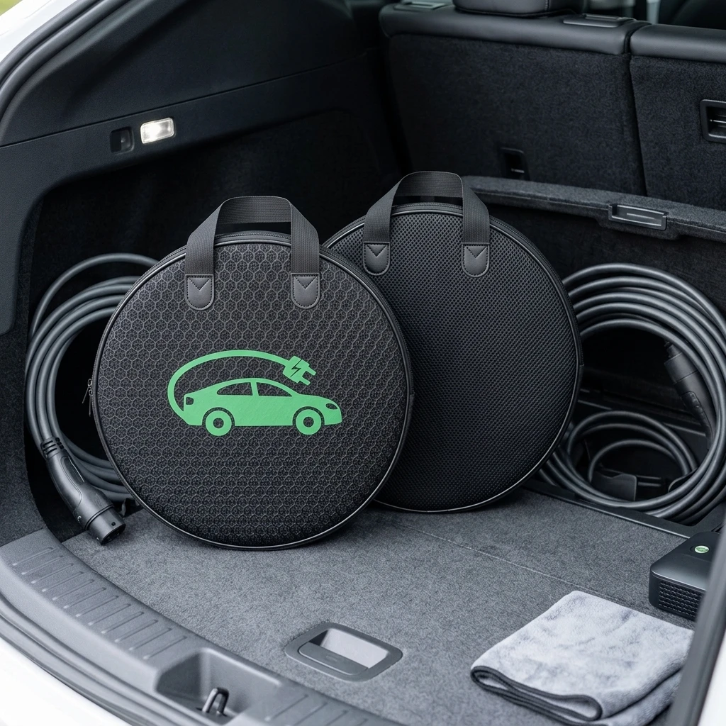 Electric Vehicle Charging Gun-Storage Bag Waterproof Oxford Cloth with Adjustable Strap Rechargeable Gun Organizer Bag