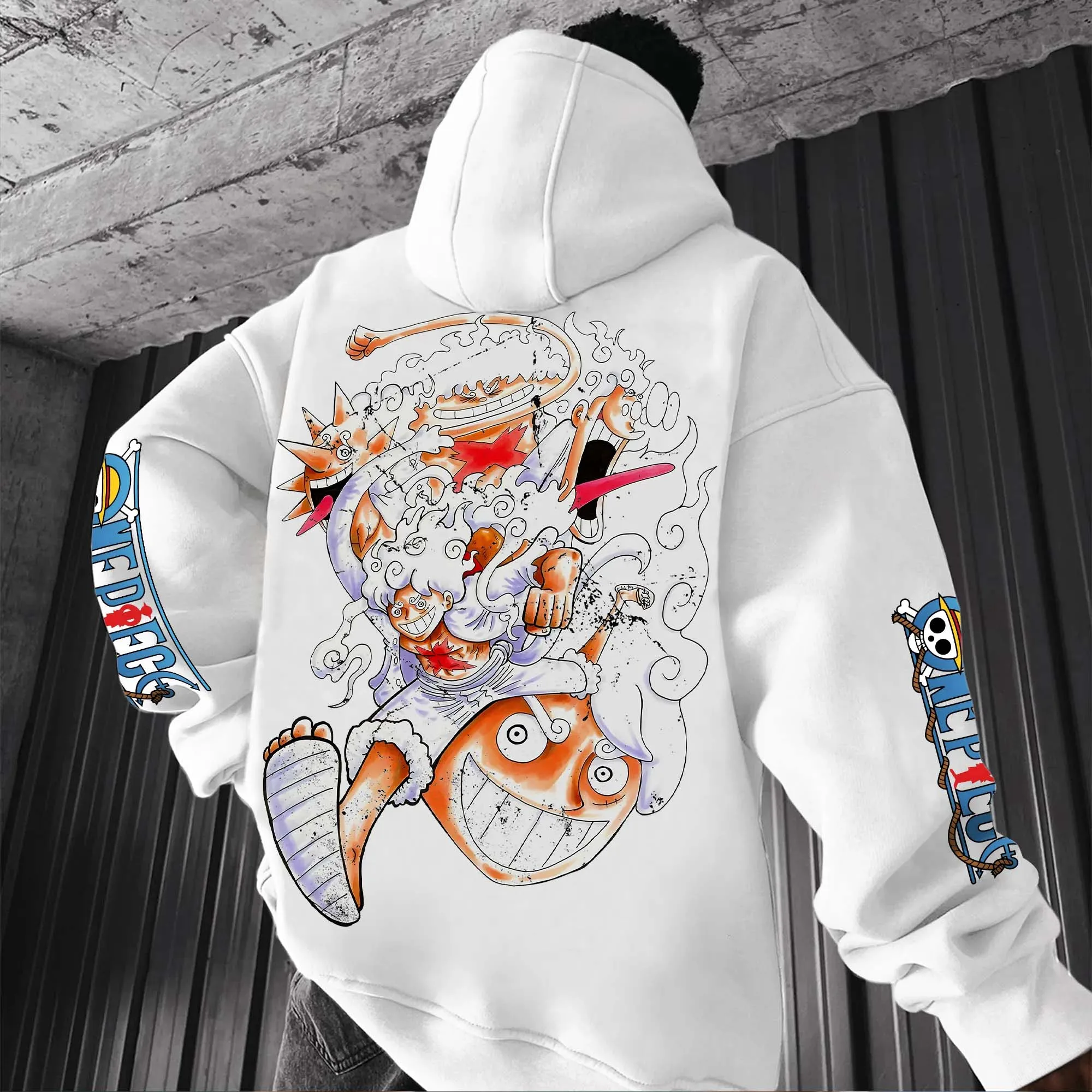 

ONE PIECE Luffy Devil Fruit Print Autumn and Winter Men's and Women's Thermal Sweater Special Offer Solid Color Hoodie