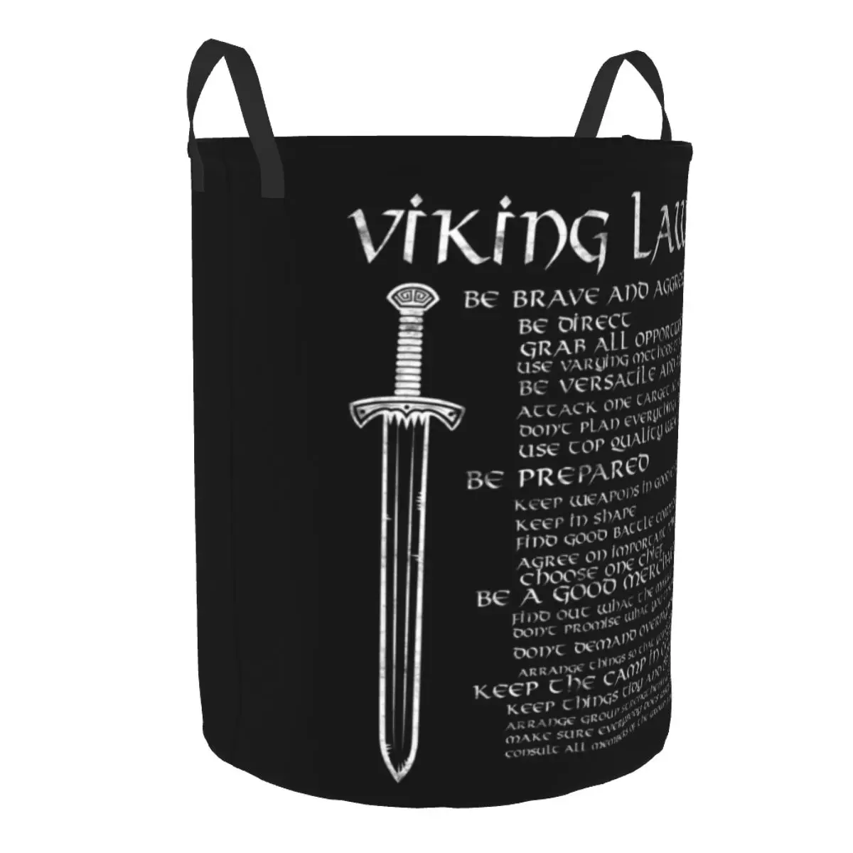 Viking Laws Scandinavian Warrior Sword Distressed Laundry Hamper Large Storage Basket Valhalla Odin Girls Boys Toy Organizer