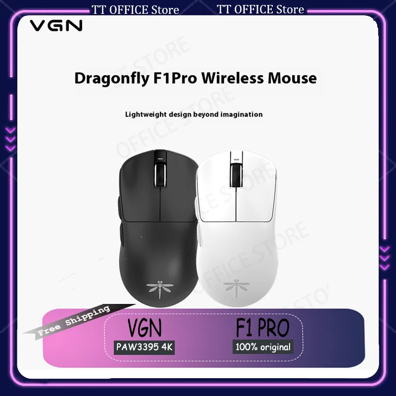 

Vgn F1 Promax Wireless Paw3395 4k 49g Return Rate Dual Mode Long Range Esports Gaming Mouse Wired Laptop Universal Low-Delay