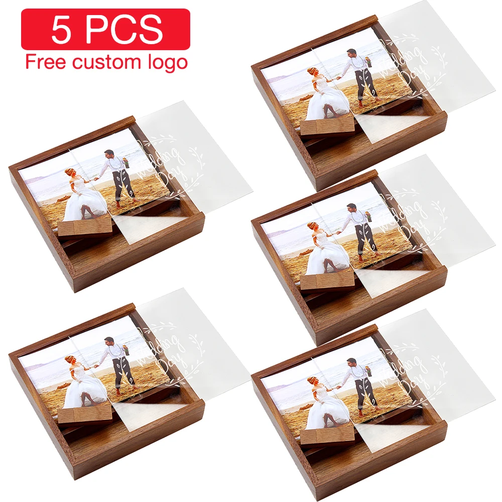 5 PCS LOT USB3.0 Pen Drive 128GB Album Photography Box USB 3.0 Flash Drive 64GB Free Custom Logo USB Stick Wedding Gift Pendrive