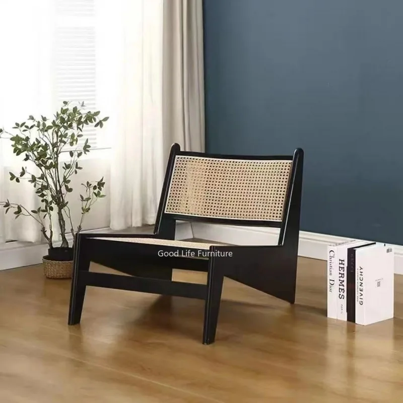 Nordic Home Chandigarh szezlong japoński krzesło z litego drewna pojedynczy balkon fotel wypoczynkowy krzesło rattanowe krzesło Sofa