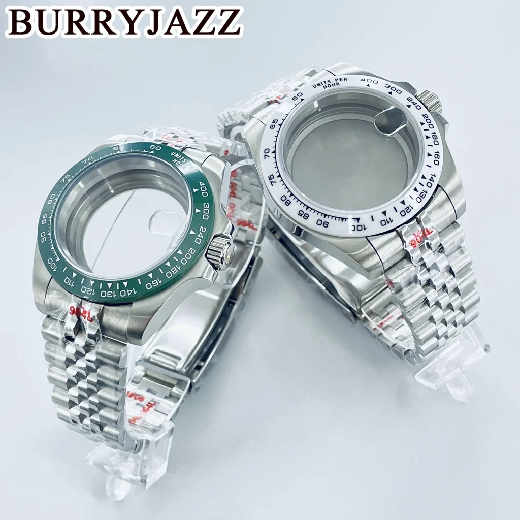 BURRYJAZZ 40mm NH35 NH36 NH34 NH38 NH70 NH72 ETA2824 PT5000 Watch Case Sapphire Crystal Ceramic Bezel Stainless Steel Waterproof