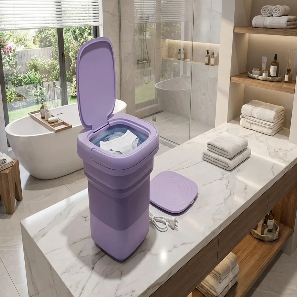 8L Small Folding Portable Mini Washing Machine Collapsible Laundry Bucket Deep Clean Clothes Classified Wash Space Saving For Un