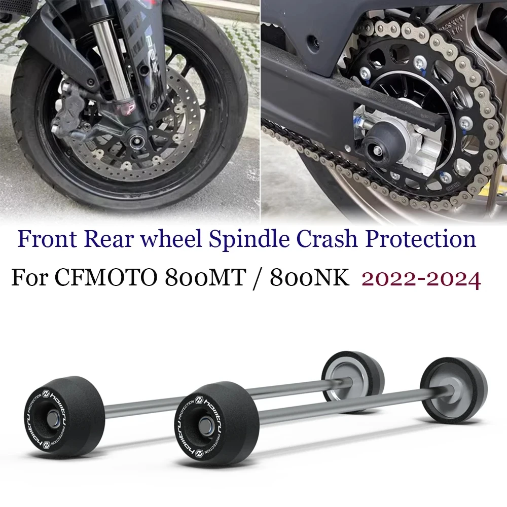 

For CFMOTO Motorcycle 800MT 2024 / 800NK 2022-2024 Front Rear wheel Spindle Crash Protection Front Rear Axle Fork Crash Sliders