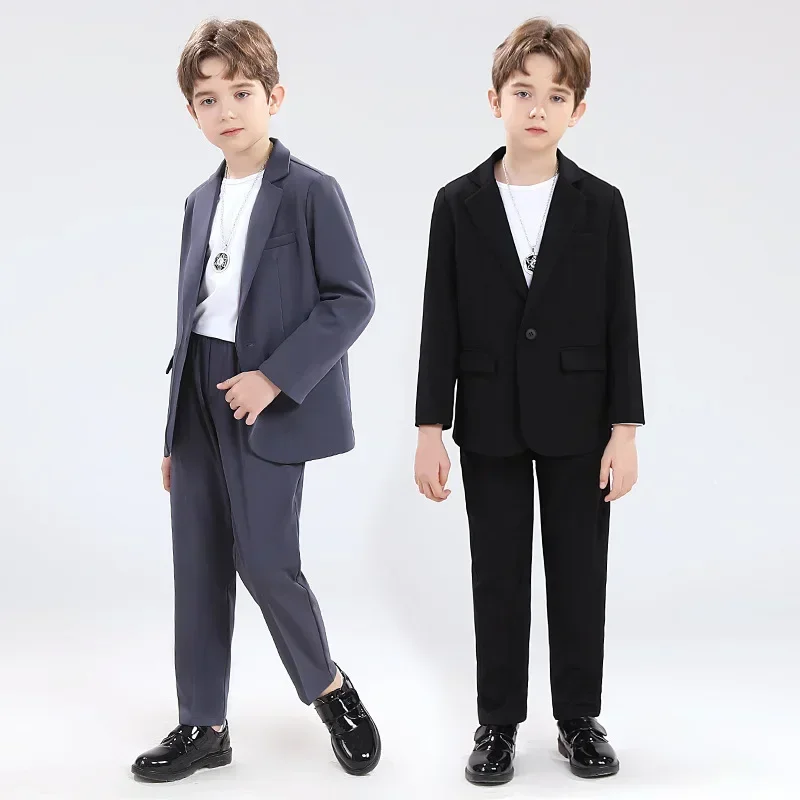 Teen Boys Suit Spring Auutmn Casual Blazer Trousers Two Pieces  Host Performance Photography Clothing Set Wedding Kids Outfits