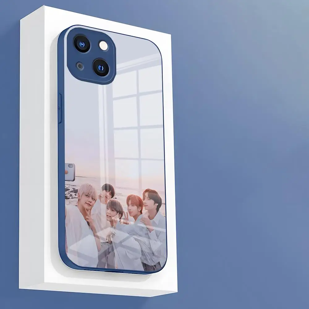Корейский чехол для телефона Kpop TXT Boy для IPhone 15 14 Pro 13 12 11 Mini XR Max 6 8 7 Plus SE 2022, стеклянный дизайнерский чехол