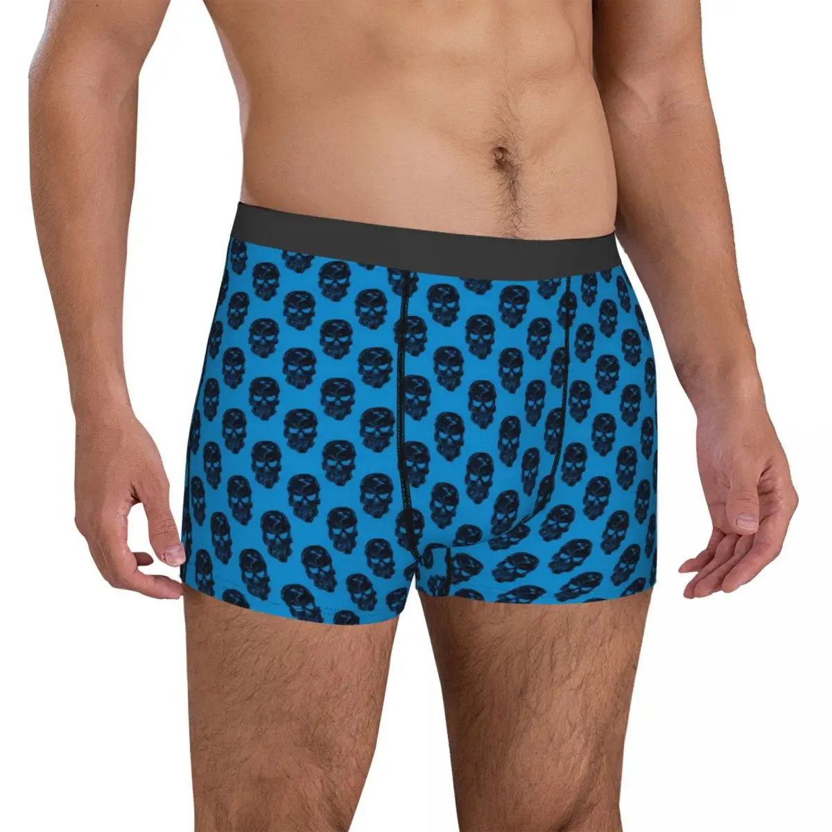 Skeleton Underwear Blue Human Skulls Print Boxershorts Hot Men Underpants Elastic Boxer Brief Gift