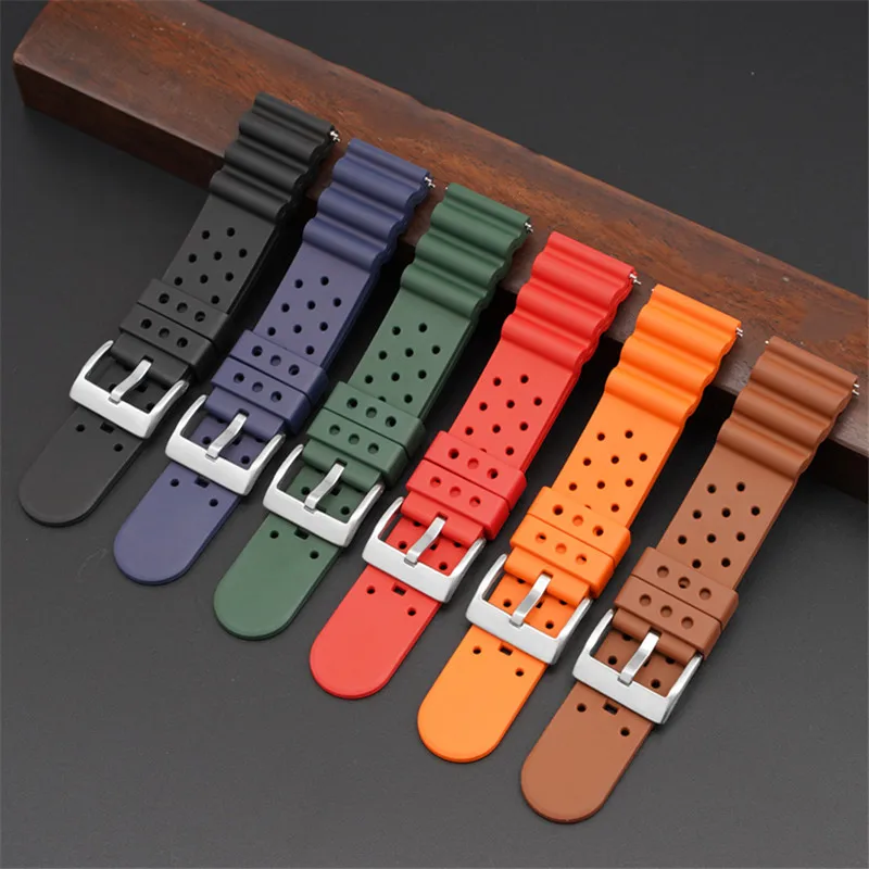 

Premium Grade Fluoro Rubber Watch Strap 18mm 20mm 22mm 24mm FKM Diving Waterproof Quick Release Bracelet Band for Water Ghost