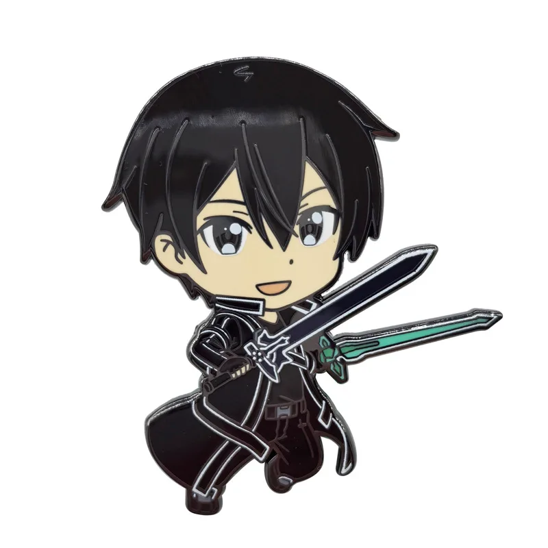 Anime Sword Art Online Metal Badges Kirito Asuna Pins Manga SAO