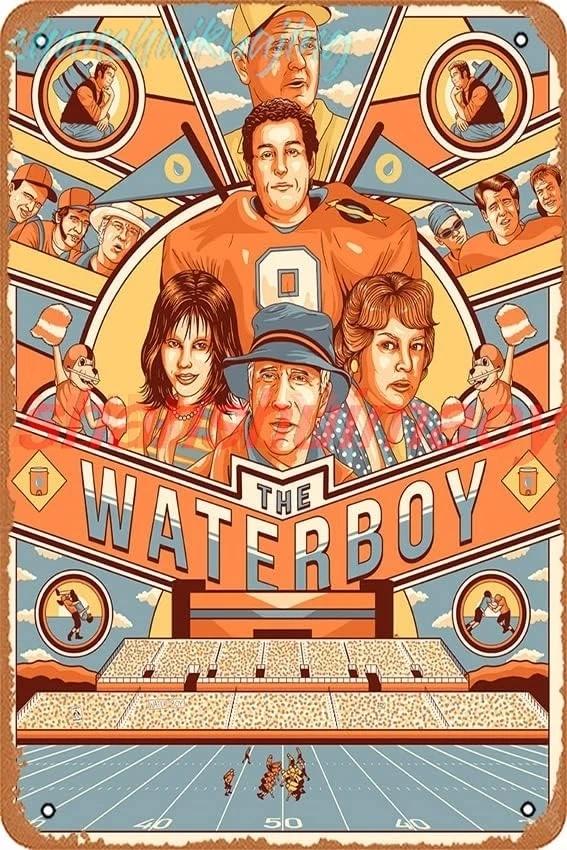 Muecddoa The Waterboy Vintage Movie Poster Tin Sign,Classic Film Decor Wall Art Painting Poster Musical Bar Pub Cafe Wall K sign