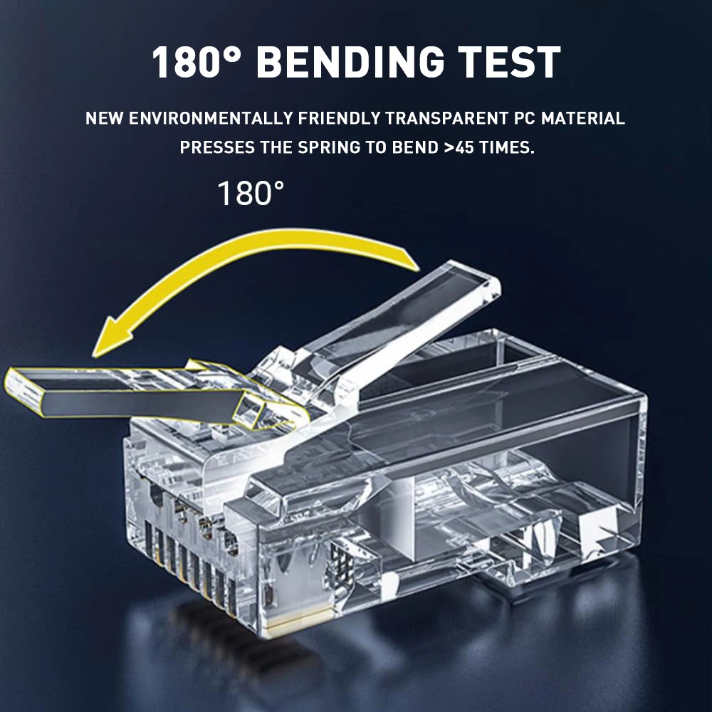 Natalink RJ45 CAT6 Konektor Melewati 30μ Ujung Kristal Berlapis Emas 8P8C UTP Colokan Modular Jaringan Ethernet untuk CAT6 CAT5e