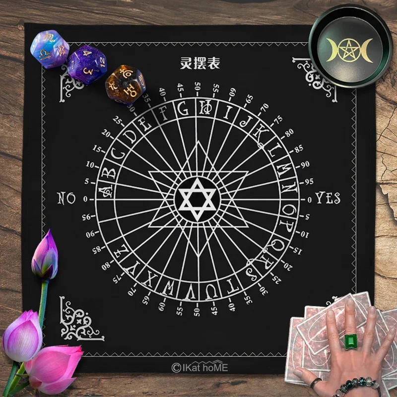 Velvet Tarot Tablecloth Pendulum Chart Altar Cloth Spiritual Pentacle Pentagram Oracle Card Pad Divination Witchcraft Spreads