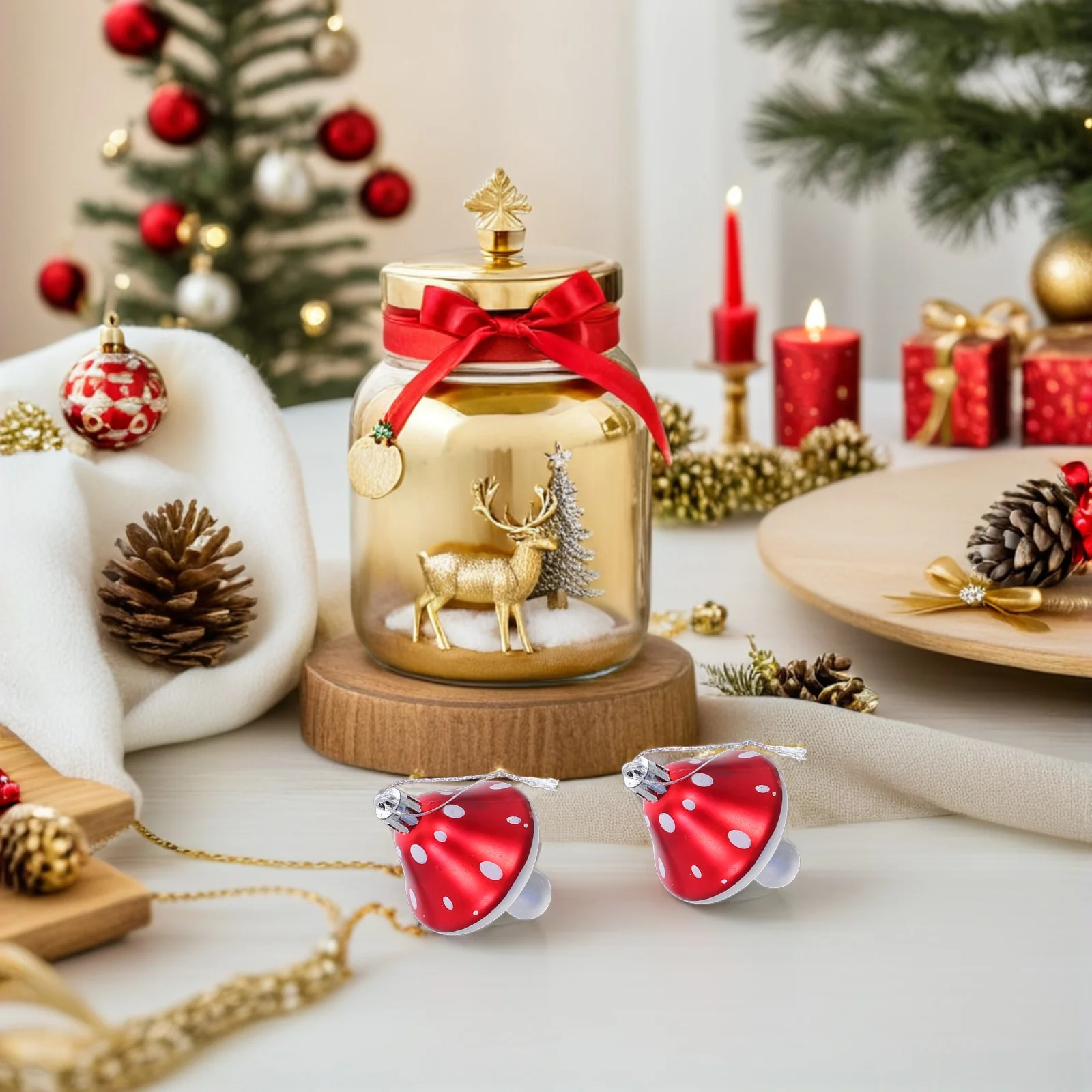 

20Pcs Christmas Mushroom Ornaments Plastic Hanging Party Decorations Cute Xmas Tree Pendants Festival Holiday Accessories