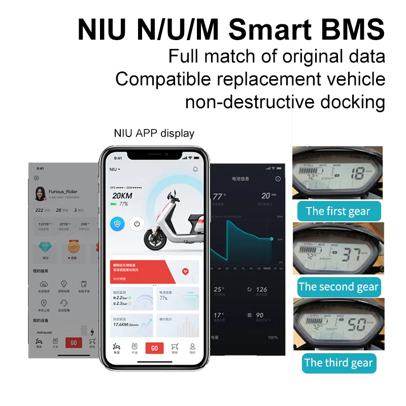 For NIU N/U/M Smart BMS 9-25S 50A-200A Ternary Lithium LiFePo4 Bluetooth Battery Protection Board Electric Bike Motorcycle